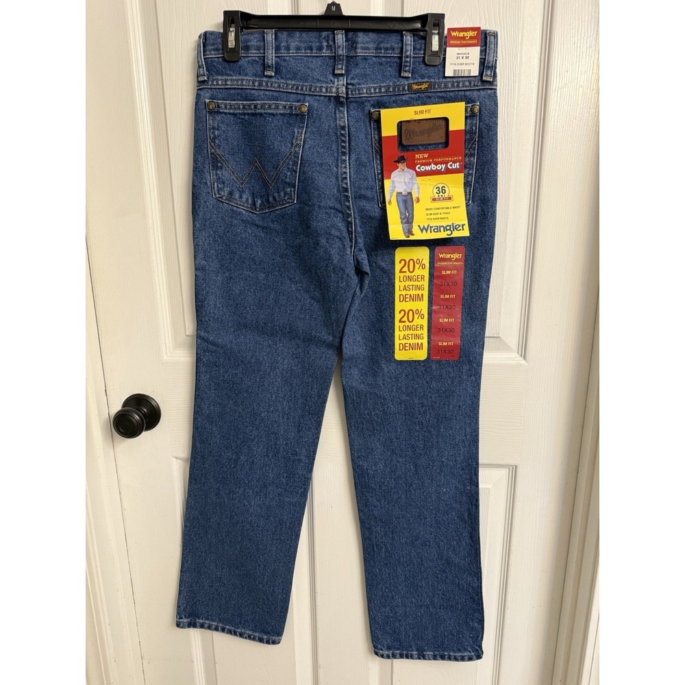 Wrangler Jeans Cowboy Cut Slim Fit Men's 31x30 Medium Wash Denim Western NWT